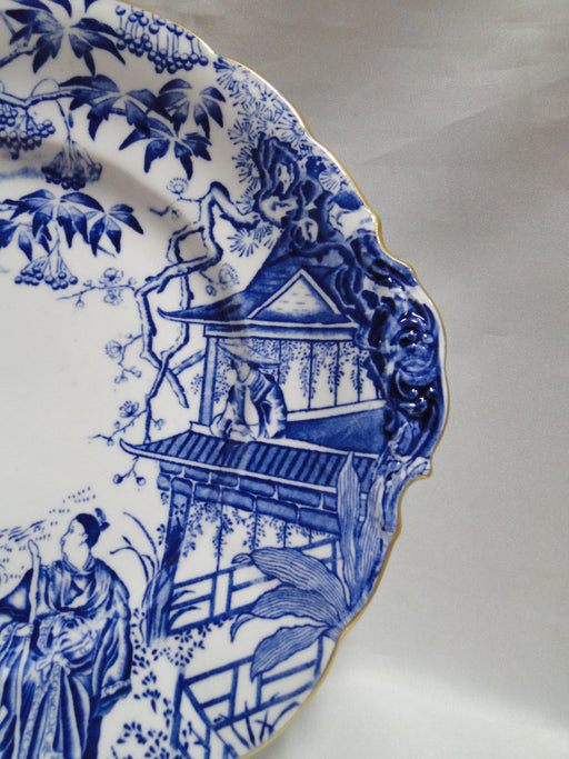 Royal Crown Derby Blue Mikado, Oriental: Round Cake Plate, Blue Handles, 9 5/8"