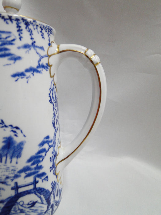 Royal Crown Derby Blue Mikado, Oriental: Pitcher / Hot Water Jug & Lid, 6 1/2"