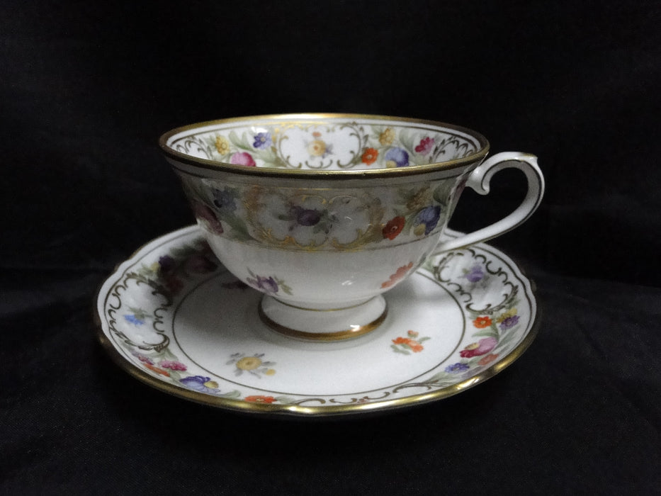 Schumann Empress Dresden Flowers: Footed Cup & Saucer Set, 2 1/2" Tall