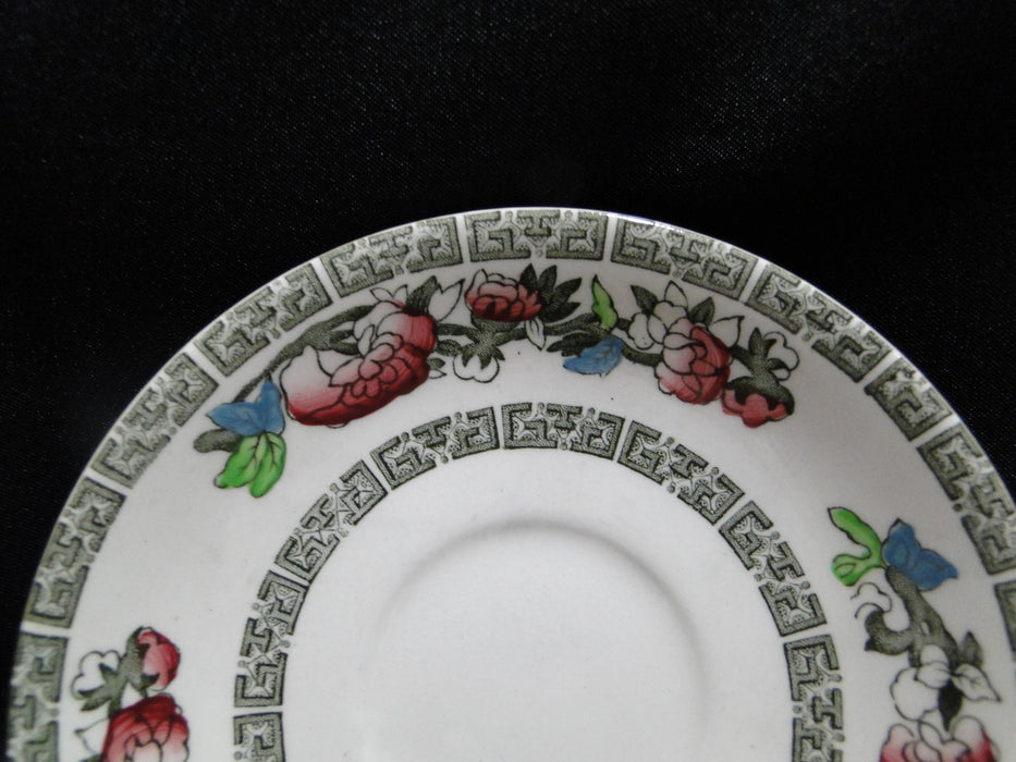 Johnson Brothers Indian Tree, Cream, Green Greek Key: Demitasse Cup & Saucer