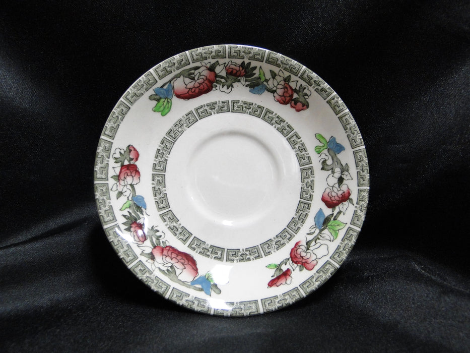 Johnson Brothers Indian Tree, Cream, Green Greek Key: Demitasse Cup & Saucer