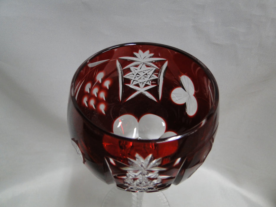 Bohemian Czech Grapes Cut to Clear: Ruby Red Wine Hock, 8 1/4", CR#125