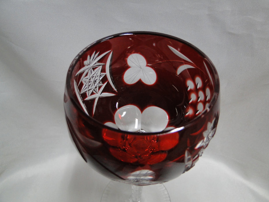 Bohemian Czech Grapes Cut to Clear: Ruby Red Wine Hock, 8 1/4", CR#125