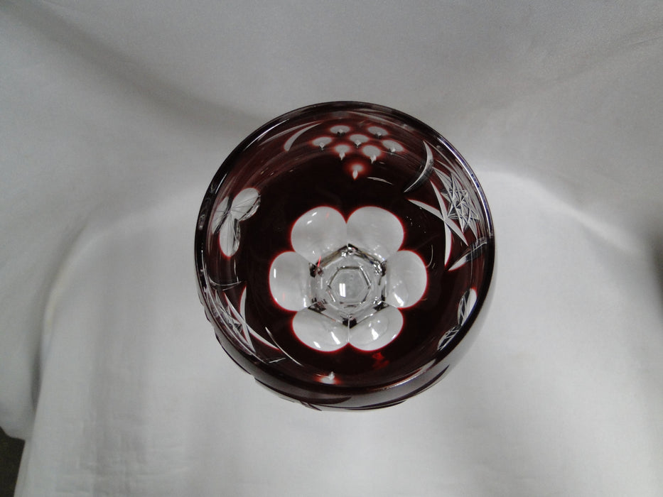 Bohemian Czech Grapes Cut to Clear: Ruby Red Wine Hock, 8 1/4", CR#125