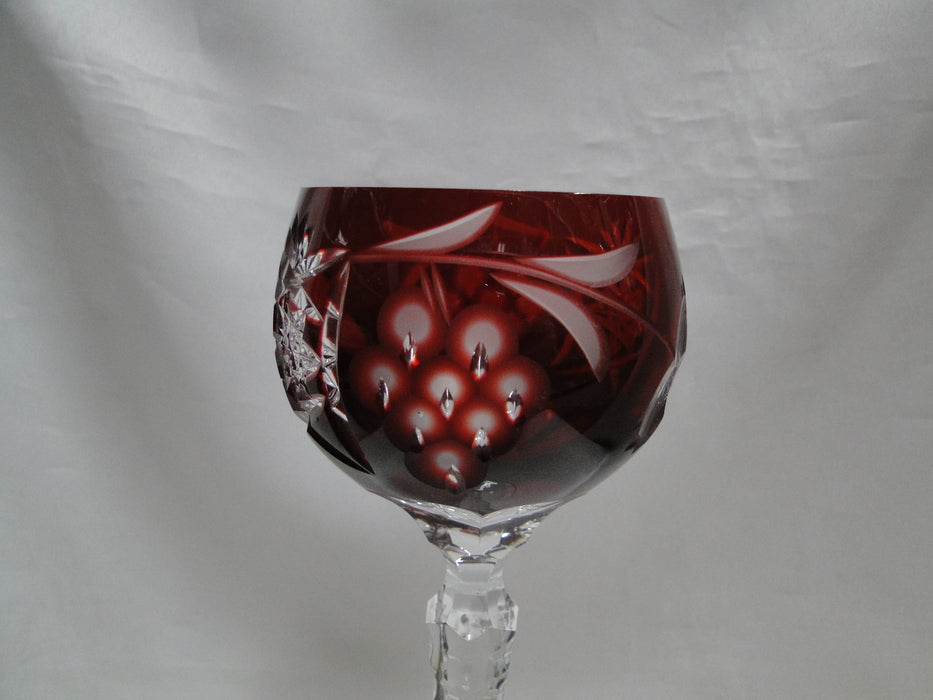 Bohemian Czech Grapes Cut to Clear: Ruby Red Wine Hock, 8 1/4", CR#125