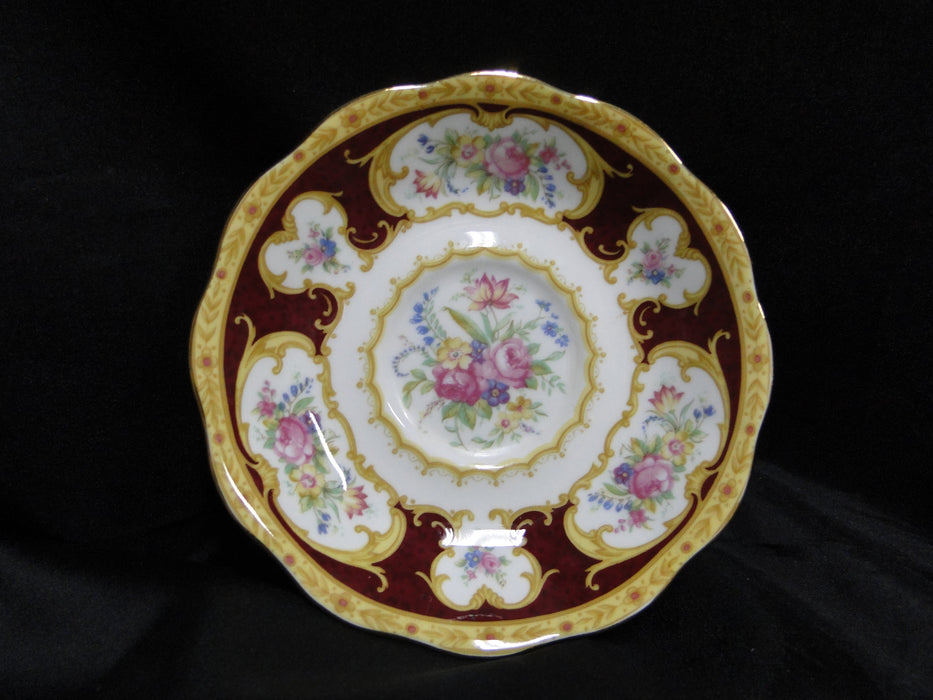 Royal Albert Lady Hamilton, Red, Florals: Footed Cup & Saucer Set, 2 3/4", As Is