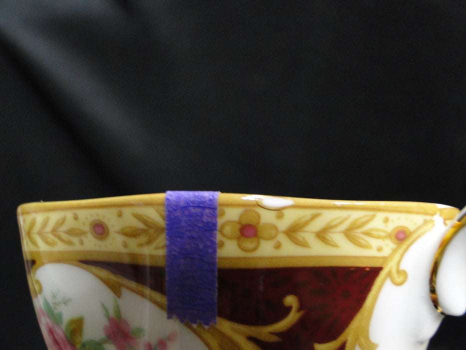 Royal Albert Lady Hamilton, Red, Florals: Footed Cup & Saucer Set, 2 3/4", As Is