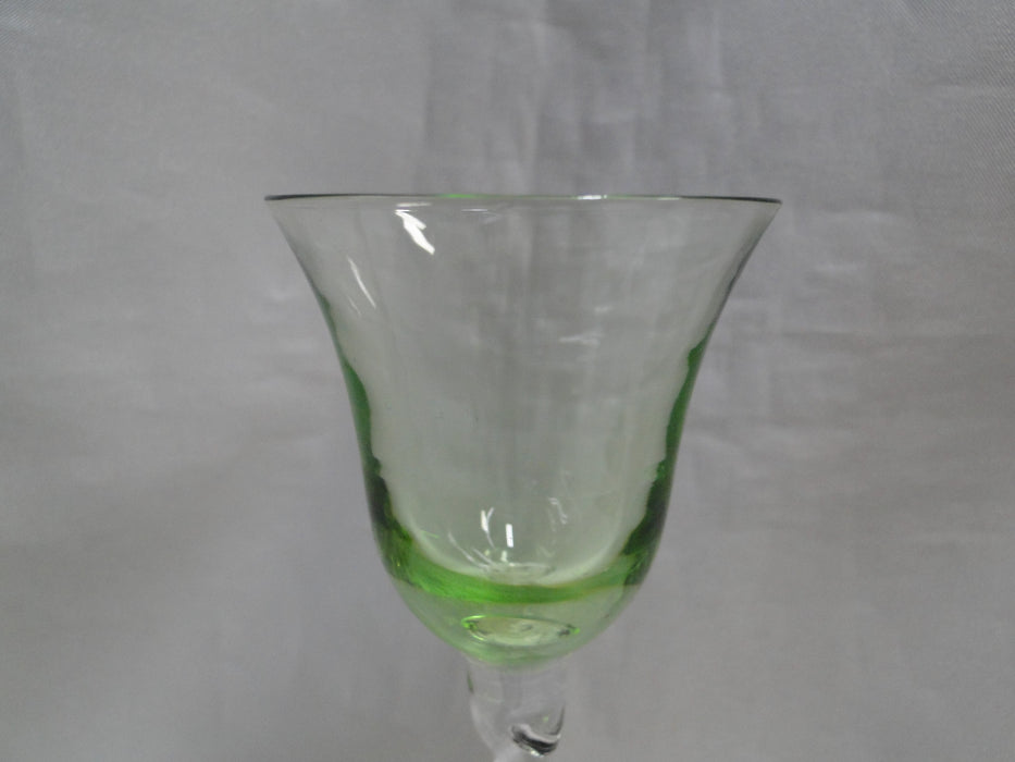 UNK4100 Green / Chartreuse Glass Bowl, Clear, Twisted Stem: Cordial, 5 3/8" Tall