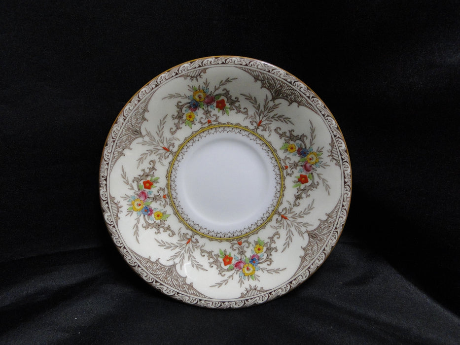 Minton Chatham Brown, Florals: 6 1/4" Cream Soup Saucer (s), No Bowl