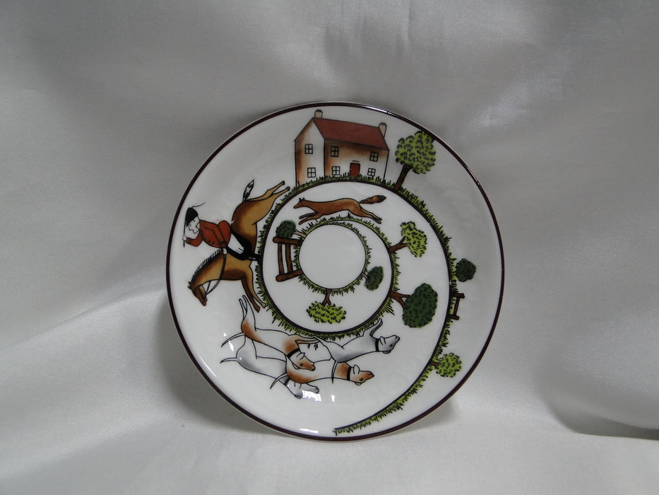 Crown Staffordshire Hunting Scene: Hunters: Coaster, Embossed, 4"