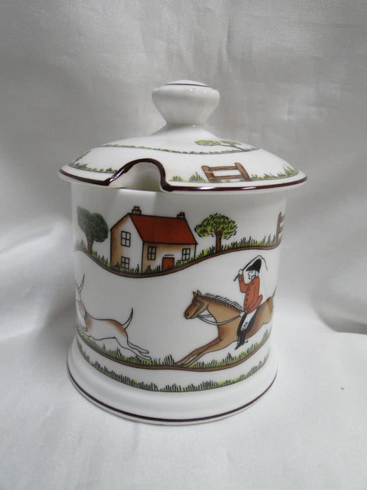 Crown Staffordshire Hunting Scene: Hunters: Jam / Jelly Jar & Lid, 4", Trim Wear