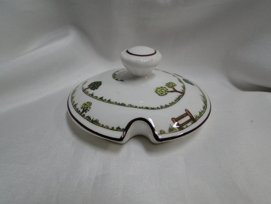 Crown Staffordshire Hunting Scene: Hunters: Jam / Jelly Jar & Lid, 4", Trim Wear