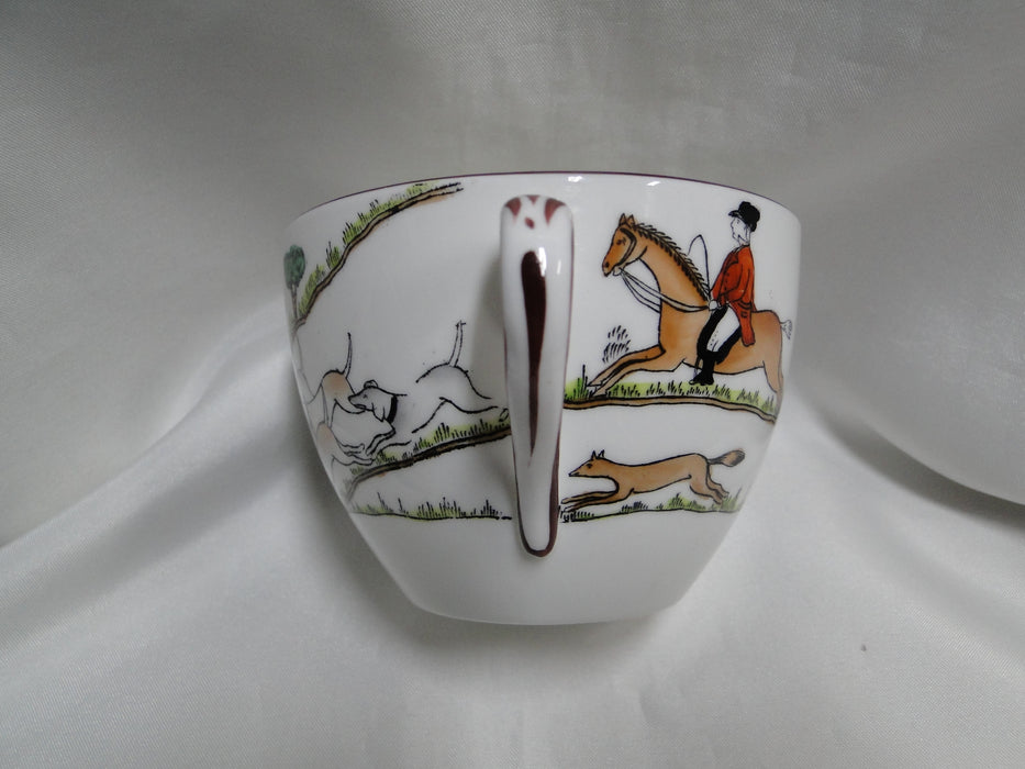 Crown Staffordshire Hunting Scene: Hunters, Horses: 2 3/4" Flat Oversized Cup