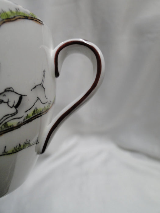 Crown Staffordshire Hunting Scene: Hunters, Horses: 2 3/4" Flat Oversized Cup