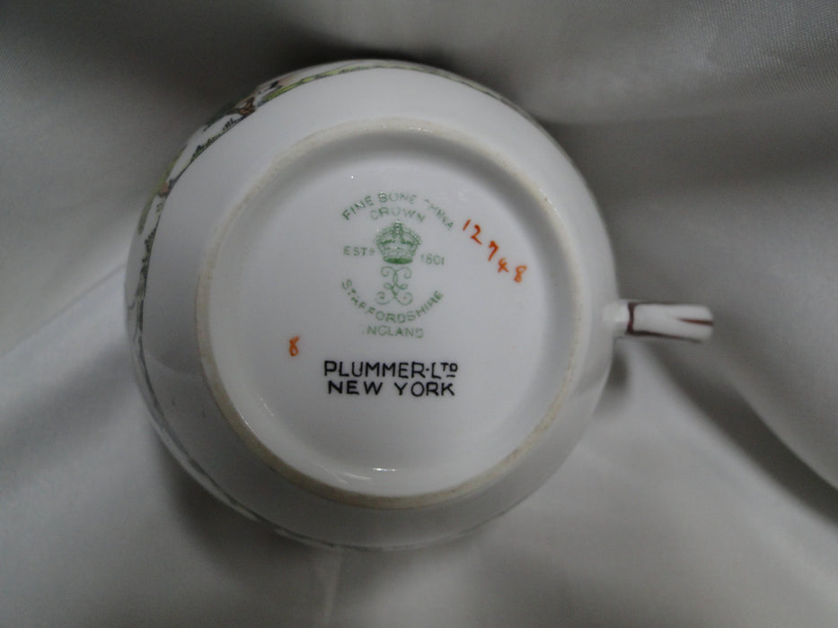 Crown Staffordshire Hunting Scene: Hunters, Horses: 2 3/4" Flat Oversized Cup