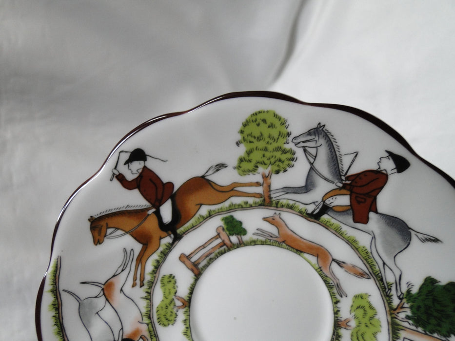Crown Staffordshire Hunting Scene: Hunters: Demi Foot Scall Cup & Saucer Crazing