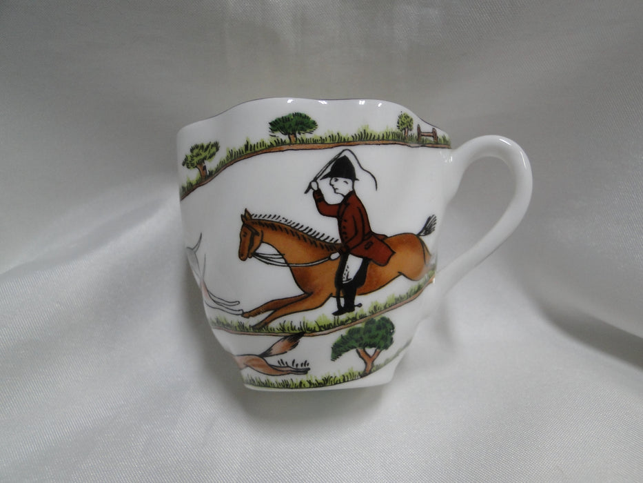 Crown Staffordshire Hunting Scene: Hunters: Demi Foot Scall Cup & Saucer Crazing