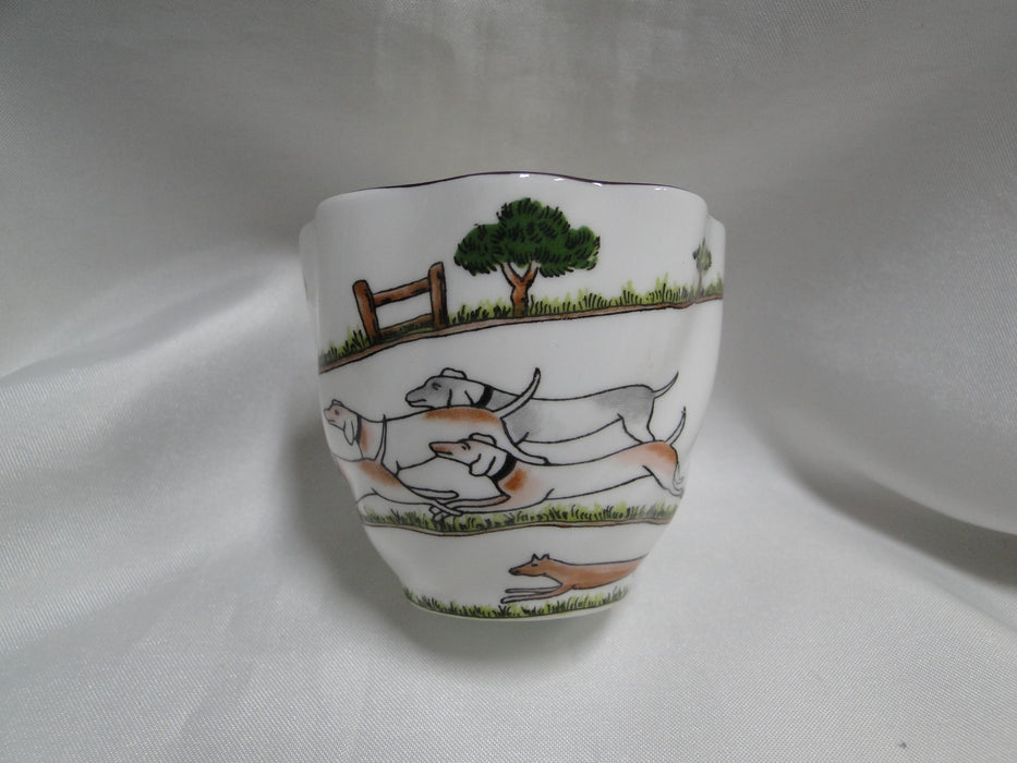 Crown Staffordshire Hunting Scene: Hunters: Demi Foot Scall Cup & Saucer Crazing
