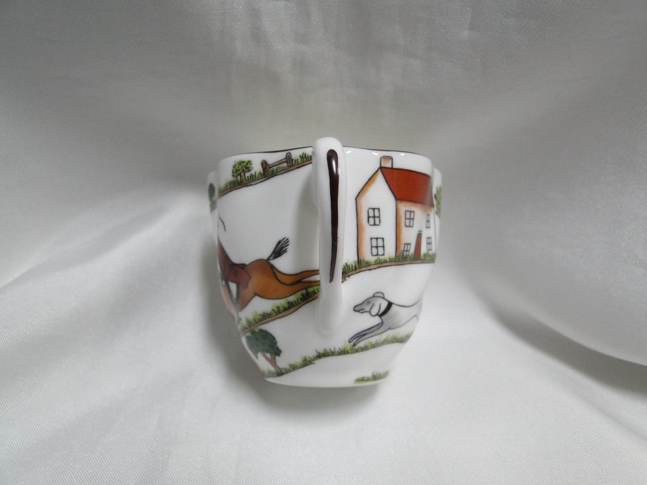 Crown Staffordshire Hunting Scene: Hunters: Demi Foot Scall Cup & Saucer Crazing