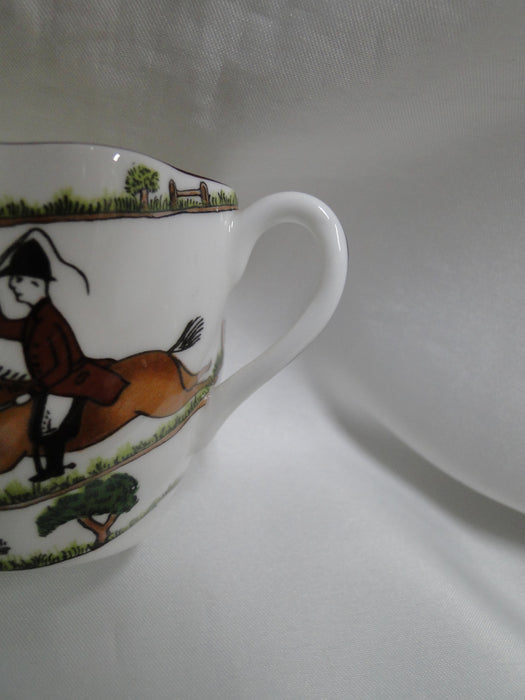 Crown Staffordshire Hunting Scene: Hunters: Demi Foot Scall Cup & Saucer Crazing