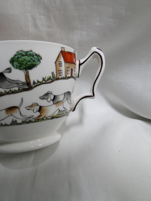 Crown Staffordshire Hunting Scene: Hunters, Horses: 2 7/8" Footed Oversized Cup