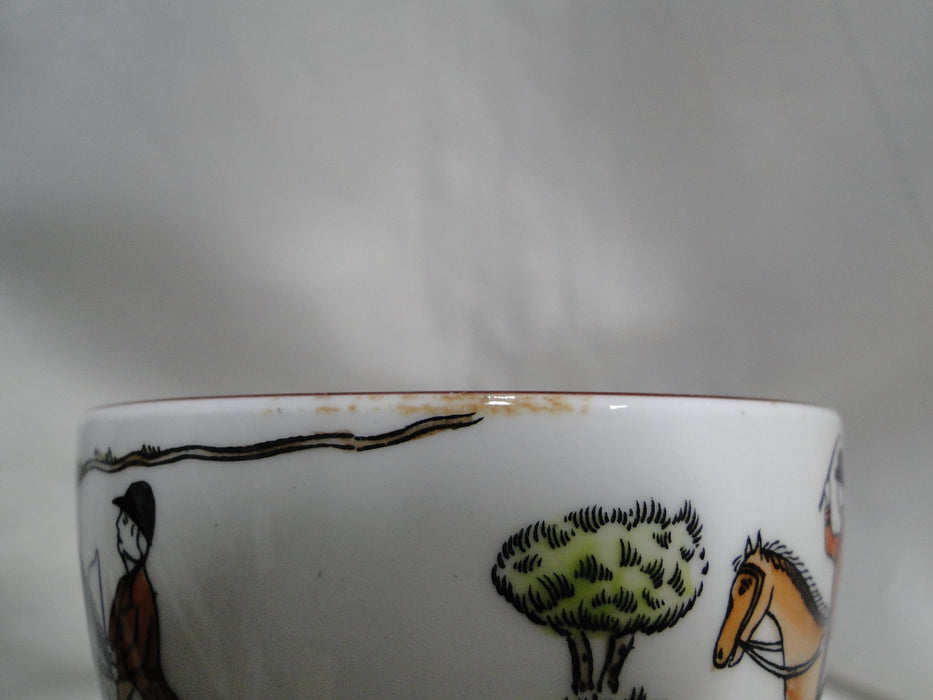 Crown Staffordshire Hunting Scene: Hunters, Horses: Flat Cup & Saucer, As Is