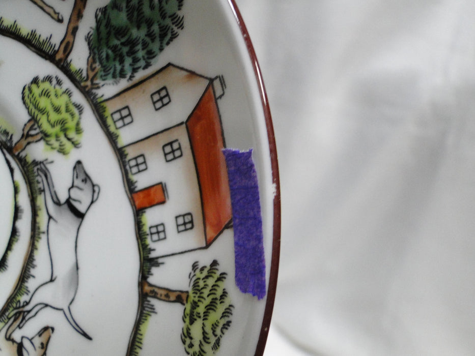 Crown Staffordshire Hunting Scene: Hunters, Horses: Flat Cup & Saucer, As Is