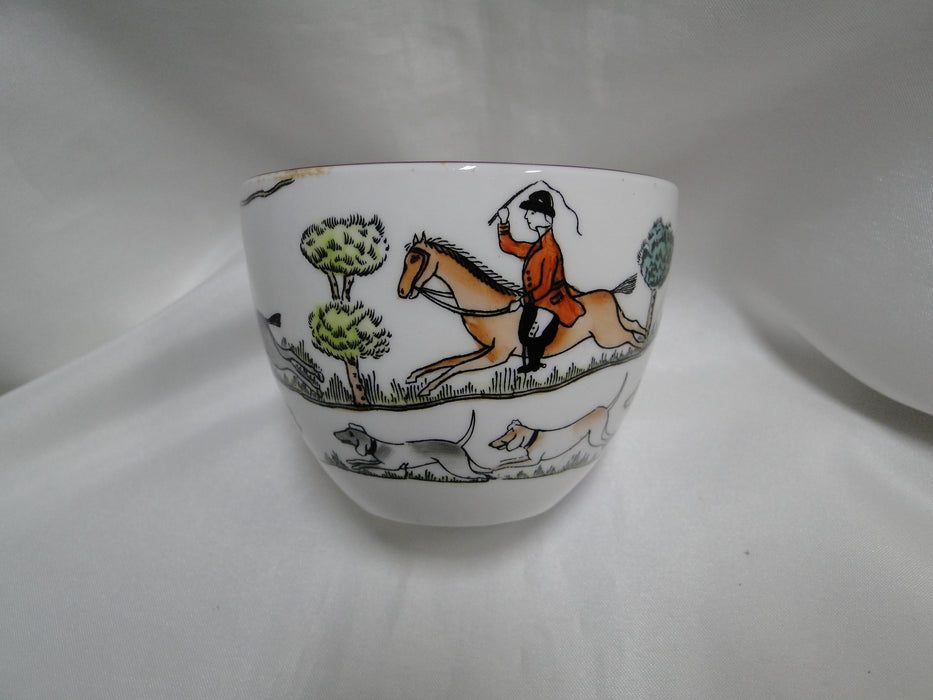 Crown Staffordshire Hunting Scene: Hunters, Horses: Flat Cup & Saucer, As Is