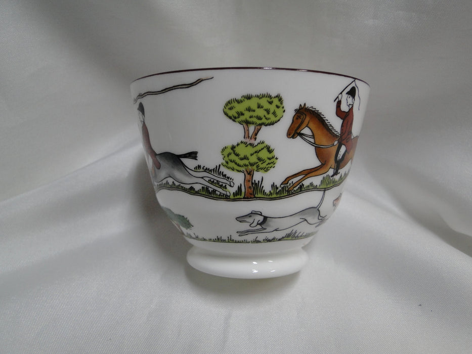 Crown Staffordshire Hunting Scene: Hunters, Horses: Footed Cup & Saucer