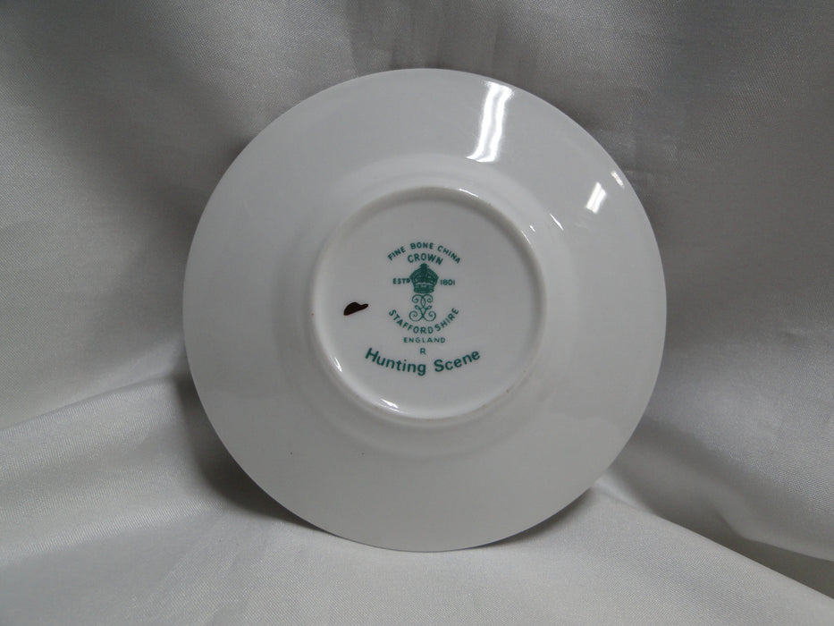Crown Staffordshire Hunting Scene: Hunters, Horses: Demi Flat Cup & Rim Saucer