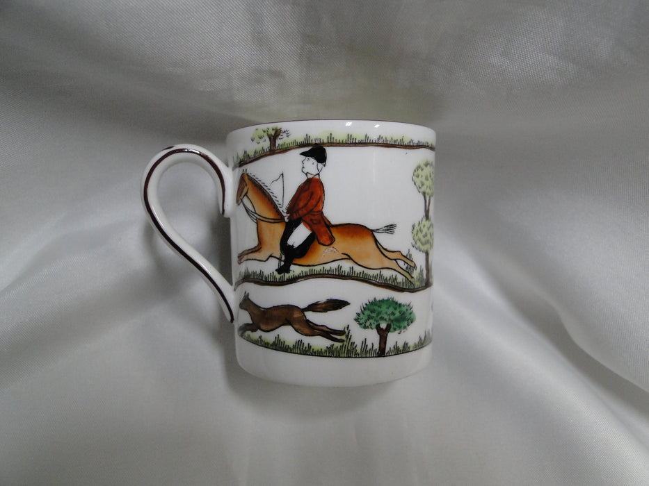Crown Staffordshire Hunting Scene: Hunters, Horses: Demi Flat Cup & Rim Saucer