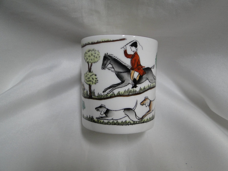 Crown Staffordshire Hunting Scene: Hunters, Horses: Demi Flat Cup & Rim Saucer