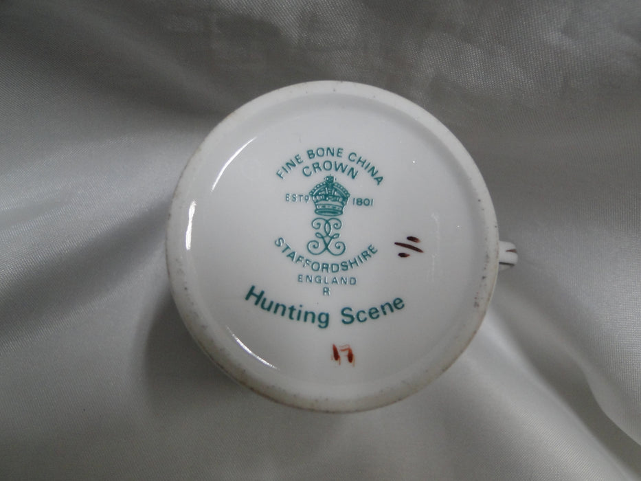 Crown Staffordshire Hunting Scene: Hunters, Horses: Demi Flat Cup & Rim Saucer