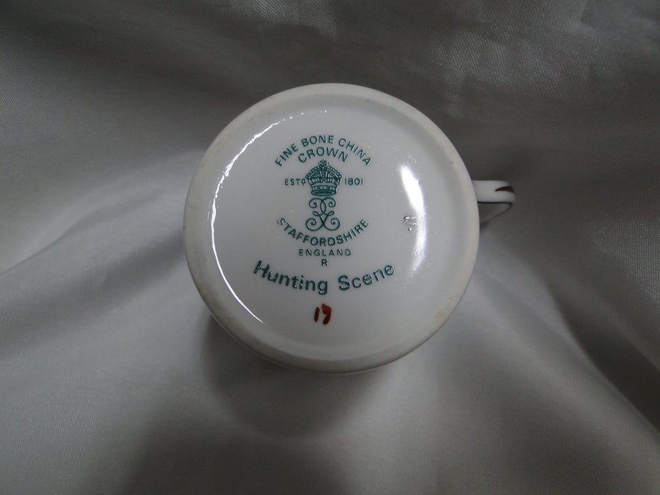 Crown Staffordshire Hunting Scene: Hunters: Demi Flat Cup & Rim Saucer, Stains