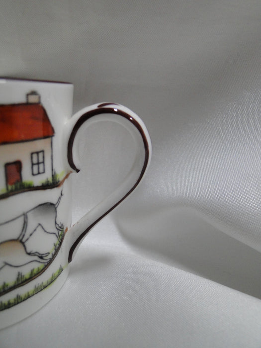 Crown Staffordshire Hunting Scene: Hunters, Horses: Demi Flat Cup, Canton Saucer