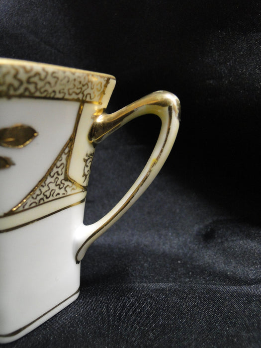 Noritake Raised Gold Florals on White: Chocolate Cup & Saucer Set, As Is