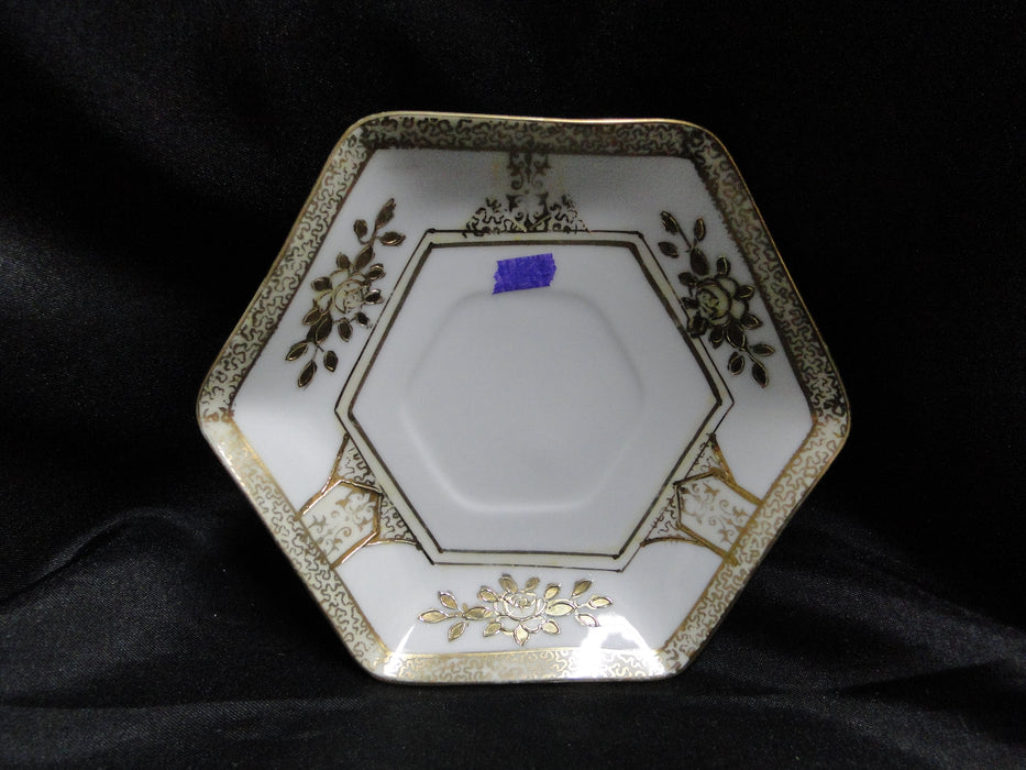 Noritake Raised Gold Florals on White: Chocolate Cup & Saucer Set, As Is