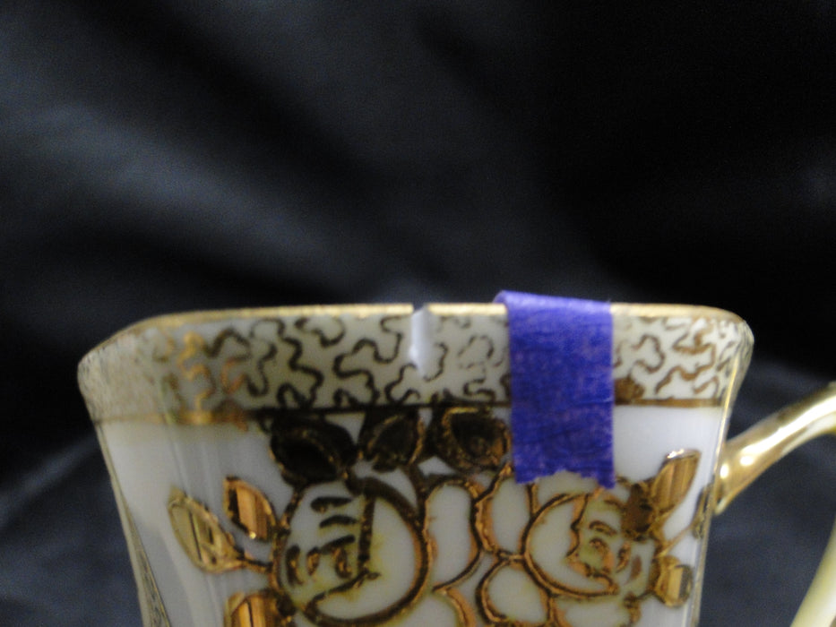 Noritake Raised Gold Florals on White: Chocolate Cup & Saucer Set, As Is