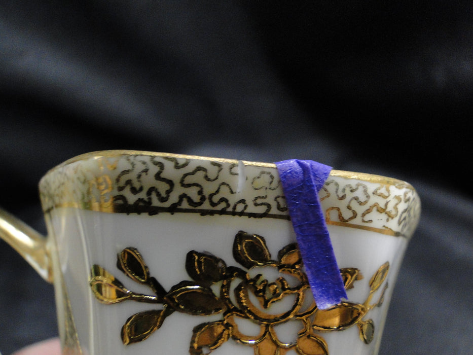 Noritake Raised Gold Florals on White: Chocolate Cup & Saucer Set, As Is