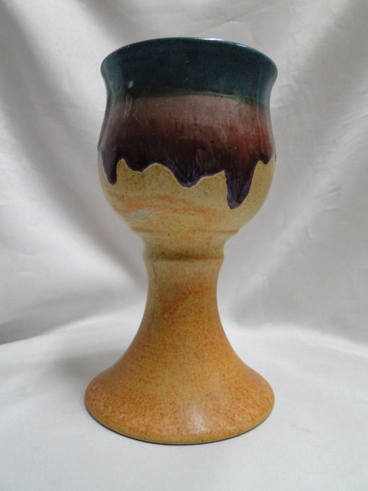 Walt Glass Pottery Texas Sunset: Water or Wine Goblet, 7" Tall, As Is