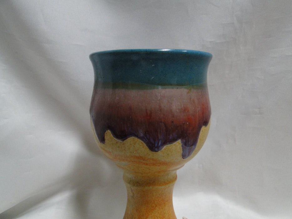 Walt Glass Pottery Texas Sunset: Water or Wine Goblet, 7" Tall, As Is