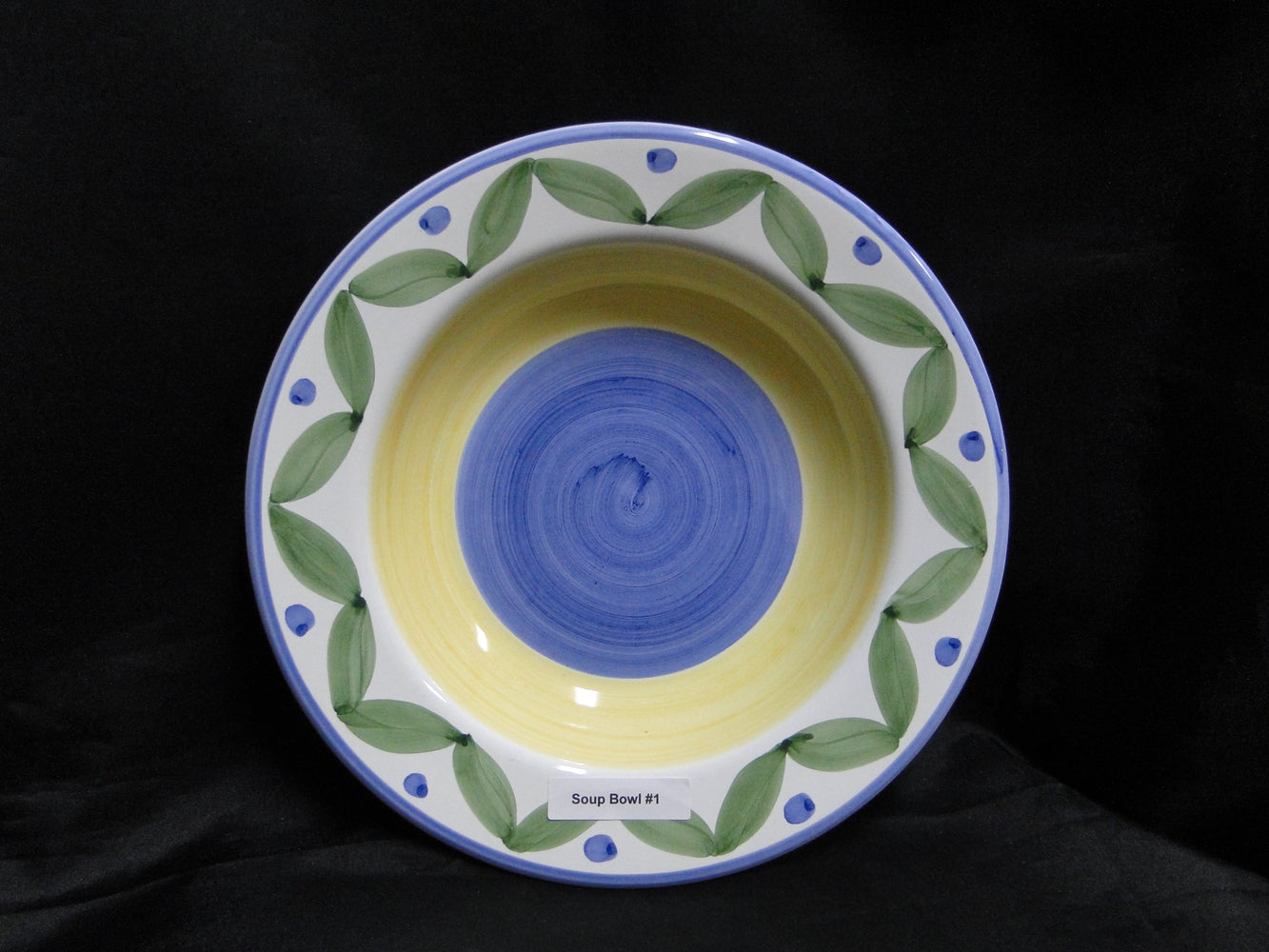 Willams Sonoma Marisol, Blue, Yellow, Green: Rim Soup Bowl (s), 9 3/8"