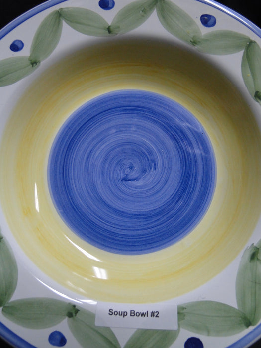 Willams Sonoma Marisol, Blue, Yellow, Green: Rim Soup Bowl (s), 9 3/8"