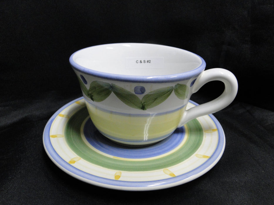 Willams Sonoma Marisol, Blue, Yellow, Green: Cup & Saucer Set (s), 3 1/8"