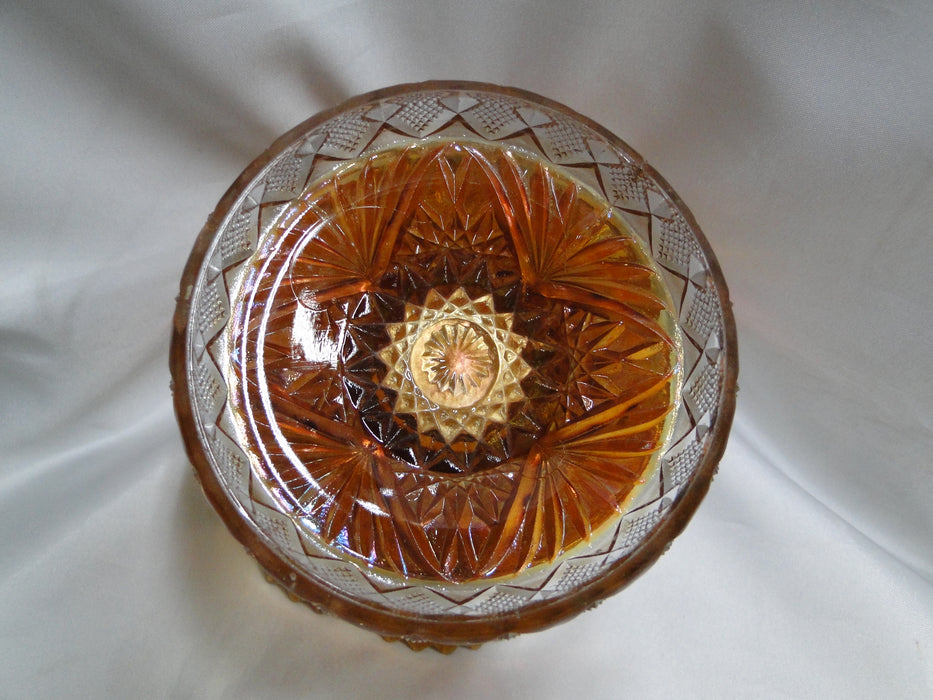 Imperial Glass Cosmos Marigold: 11 3/4" x5" Punch Bowl & 4 7/8" Stand