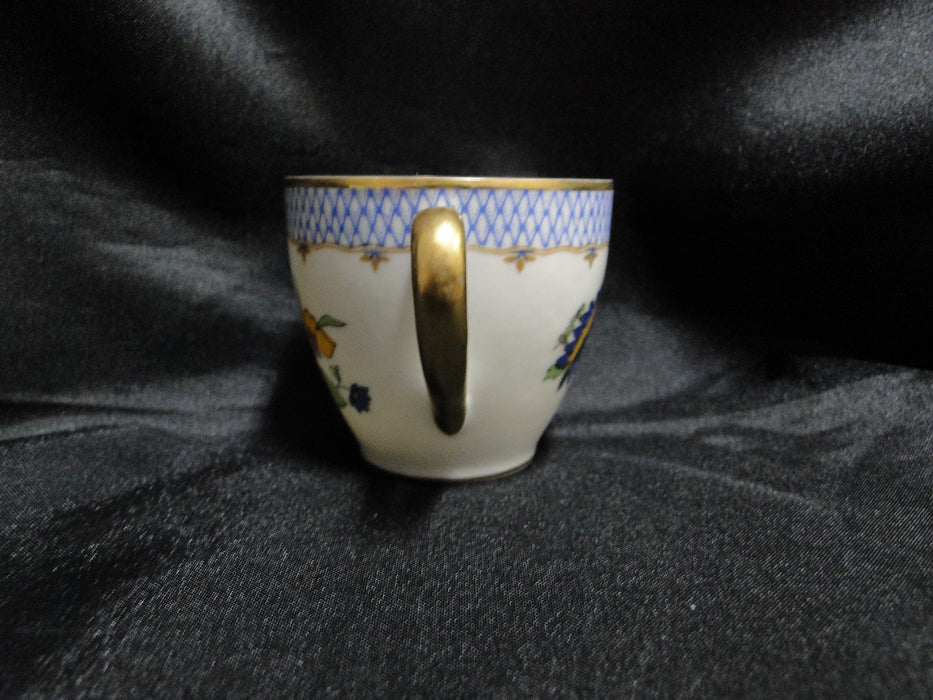 Charles Ahrenfeldt Blue Lattice, Florals: Demitasse Cup & Saucer Set, 2", As Is