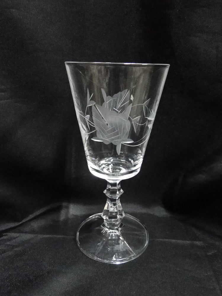 Failte Crystal Ireland Cut Flower Design: Water or Wine Goblet (s), 6 3/4" As Is
