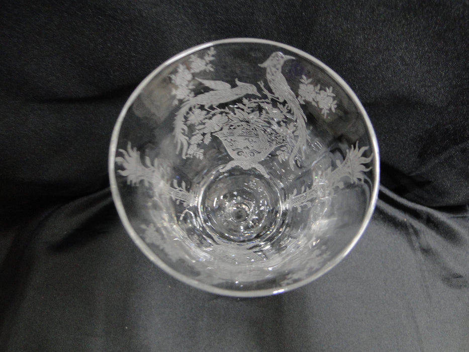 Tiffin Persian Pheasant, 17358, Etched Birds: Water or Wine Goblet (s), 8" Tall