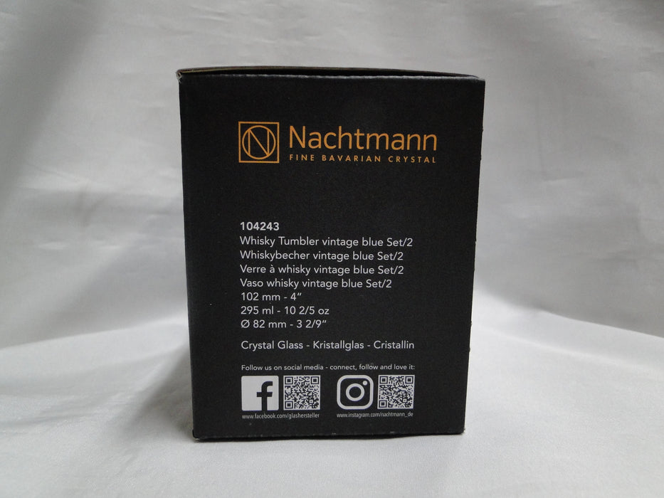Nachtmann Noblesse: NEW Pair of Blue Tumblers / Double Old Fashioneds, 4", Box