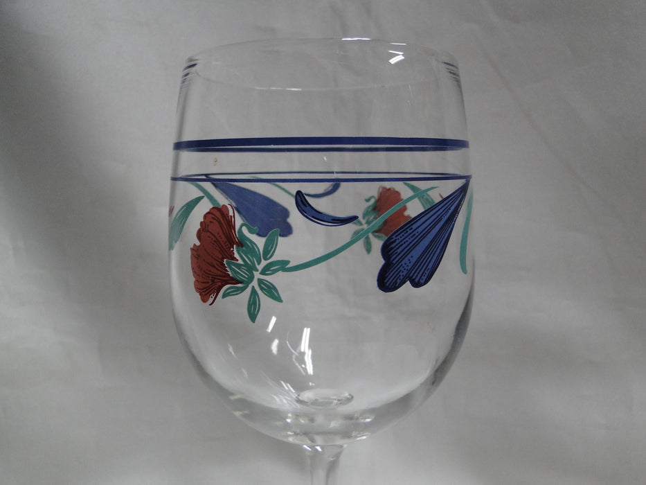 Lenox Poppies on Blue Glassware: Water or Wine Goblet, 7 1/2" Tall, 10 oz